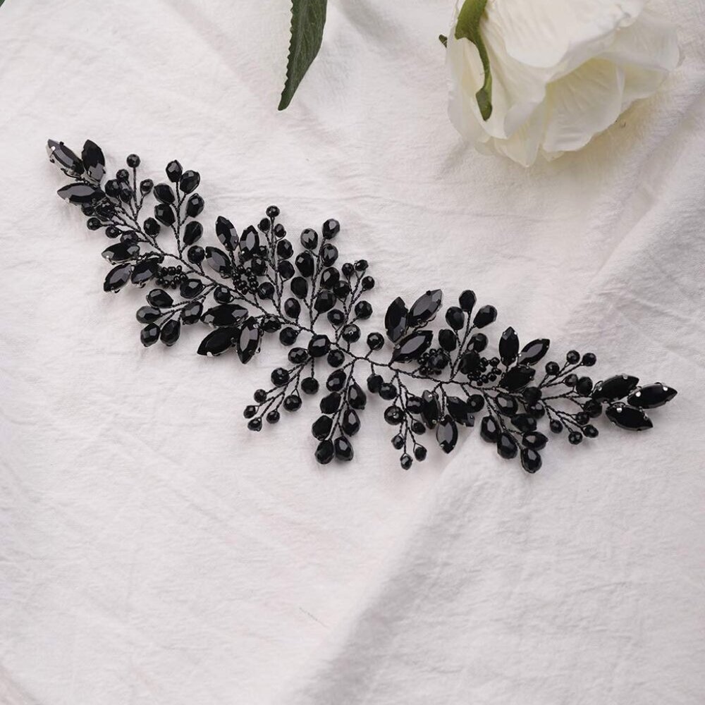 Black Bridal Hair Vine Jewelry Rhinestone Accessories for Wedding
